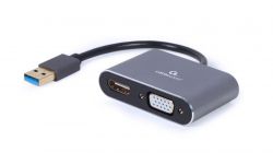  Cablexpert USB - HDMI+VGA (M/F), 0.15 , Black (A-USB3-HDMIVGA-01)