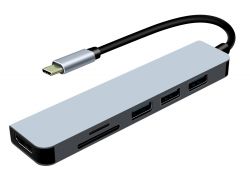  Type-C, ProLogix (PR-WUC-104B) 6 in 1 USB3.1 Type C to HDMI+1*USB3.0+2*USB2.0+TF+SD HUB