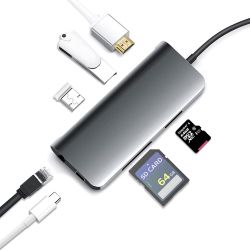  USB-C ProLogix (PR-WUC-105B) 7 in 1 USB3.1 Type C to HDMI+2*USB3.0+PD+Lan+TF+SD -  3