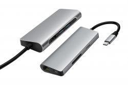   USB-C ProLogix (PR-WUC-105B) 7 in 1 USB3.1 Type C to HDMI+2*USB3.0+PD+Lan+TF+SD -  4