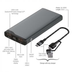  4smarts VoltHub Pro 10000mAh 22.5W with Quick Charge, PD gunmetal *Select Edition* -  4
