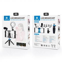 Комплект блогера Puluz PKT3025L 4в1 (кільцеве світло, кріплення, тримач для телефону, мікрофон) - Картинка 9