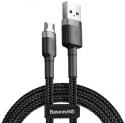  Baseus Cafule USB-microUSB, 2.4A, 0.5 Black/Grey (CAMKLF-AG1) -  1