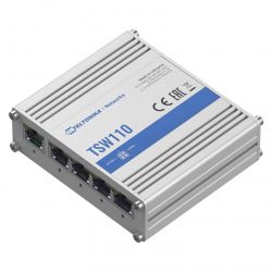  Teltonika TSW110 (TSW110000000) (industrial, unmanaged L2, 4xGE, 1xGE PoE in, IP30, ALU Case, 4 pin DC )