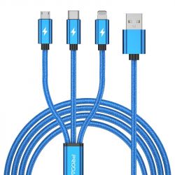  Proda PD-B65th USB-Lightning + microUSB + USB-C, 1.2, Blue