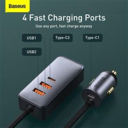    Baseus Share Together PPS  with extension cord 120W (2USB, 2USB-C) Gray (CCBT-A0G) -  5