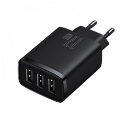 Сетевое зарядное устройство Baseus Compact 17W (3 USB) Black (CCXJ020101) - Картинка 2