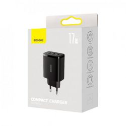 Сетевое зарядное устройство Baseus Compact 17W (3 USB) Black (CCXJ020101) - Картинка 6