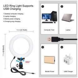 Комплект блогера Puluz PKT3028 4в1 (кольцевой свет, штативное крепление, держатель для телефона, микрофон) - Картинка 3