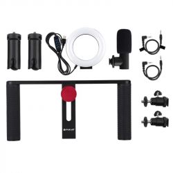 Комплект блогера Puluz PKT3028 4в1 (кольцевой свет, штативное крепление, держатель для телефона, микрофон) - Картинка 4