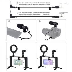 Комплект блогера Puluz PKT3028 4в1 (кольцевой свет, штативное крепление, держатель для телефона, микрофон) - Картинка 8