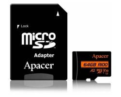   MicroSDXC  64GB UHS-I/U3 Class 10 Apacer (AP64GMCSX10U8-R) + SD 