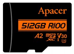   MicroSDXC 512GB UHS-I/U3 Class 10 Apacer (AP512GMCSX10U8-R) + SD  -  2