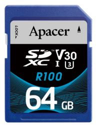   SDXC  64GB UHS-I/U3 Class 10 Apacer (AP64GSDXC10U7-R) -  1