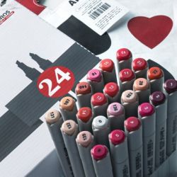 Спиртові маркери Arrtx Oros ASM-03RD 24 кольора, червоні відтінки (LC302536) - Картинка 3