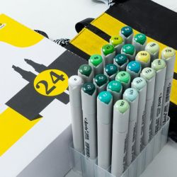 Спиртові маркери Arrtx Oros ASM-03GN 24 кольора, зелені відтінки (LC302512) - Картинка 2