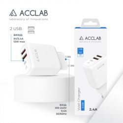   AccLab AL-TC224 2USB 5/2,4A/12W White (1283126538834) -  3