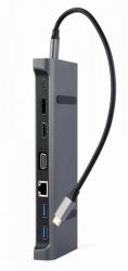 Док-станція Cablexpert USB-C 9-в-1 (A-CM-COMBO9-02) USB-хаб + HDMI/VGA/PD/LAN/3.5-мм аудіо - Картинка 2