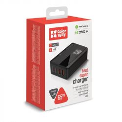    ColorWay Power Delivery (2USB-A + 2USB TYPE-C) (65W) Black (CW-CHS040PD-BK) -  7