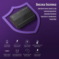    ColorWay Power Delivery (2USB-A + 2USB TYPE-C) (65W) Black (CW-CHS040PD-BK) -  10