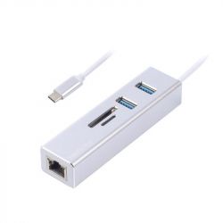   USB-C Maxxter NECH-2P-SD-01, 2 Ports USB 3.0 + microSD/TF card reader, 1000 Mbps, ,  -  1
