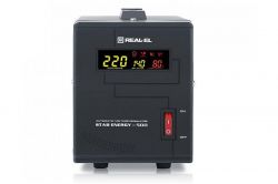  REAL-EL STAB ENERGY-500 Black, 1000VA, 400W,   220V+/-20%, 1  (Schuko), LED  -  4