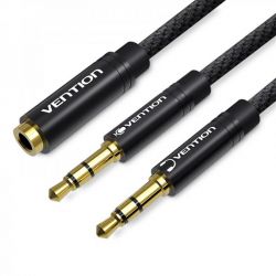  Vention Audio 2x3.5 mm M - 3.5 mm F, 0.3 m, Black (BBUBY) -  1