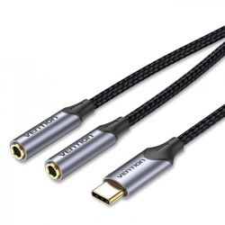  Vention USB Type-C - 3.5 mm, 0.6 m, Black (BGNHY) -  1