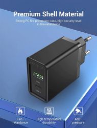    Vention USB Type C + QC4.0 (18-20W) Black (FBBB0-EU) -  5
