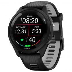 - Garmin Forerunner 265 Black Bezel and Case with Black/Powder Gray Silicone Band (010-02810-50) -  2