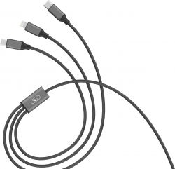  SkyDolphin S63E 3in1 USB - Lightning/Type-C/MicroUSB 1.2, Black (USB-000625)