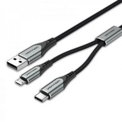  Vention USB - microUSB+USB Type-C, 0.5 m, Grey (CQGHD)