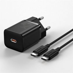 Зарядний пристрій TypeC 220В Baseus TZCCSUP-L01 Super Si Quick Charger 1C 25W EU Sets Black + кабель Type-C 3A (1m) - Картинка 5