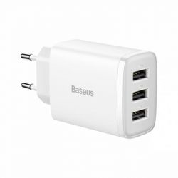    Baseus Compact (3USB, 3.4A) 17W White (CCXJ020102) -  1