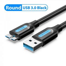  Vention USB-MicroUSB-B PVC Round nickel-plated, 0.25m Black (COPBC) -  1