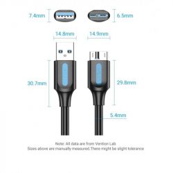 ������ Vention USB-MicroUSB-B PVC Round nickel-plated, 0.5m Black (COPBD) - �������� 2
