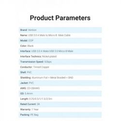 ������ Vention USB-MicroUSB-B PVC Round nickel-plated, 0.5m Black (COPBD) - �������� 3