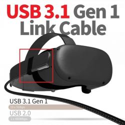 Type-C-Type-C Gtwin 90 Degrees Oculus Quest Gen2 Link VR USB 3.1 Gen1 5Gbps 3A 5m Black (1005003912229640U5B) -  3