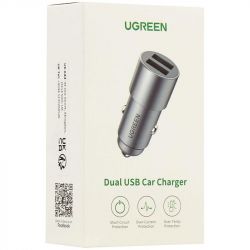 Автомобильное зарядное устройство Ugreen CD130 (2xUSB 24W (USB-A) QC 3.0 Gray (50592) - Картинка 4