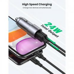 Автомобильное зарядное устройство Ugreen CD130 (2xUSB 24W (USB-A) QC 3.0 Gray (50592) - Картинка 5