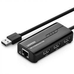  USB 3.0 Ugreen 3xUSB 2.0 + RJ45 1000M Ethernet, Black (20264)