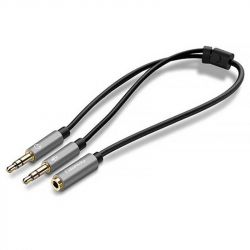 ������ ������������� AUX 3.5mm TRRS to TRSx2 M/M 0.20m Aluminum Case AV140 White Ugreen (20899)