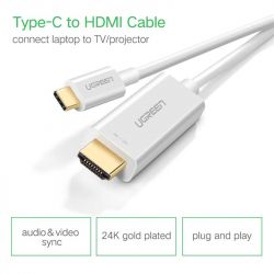  Ugreen MM121 USB Type-C - HDMI (M/M), 1.5 , White (30841) -  5