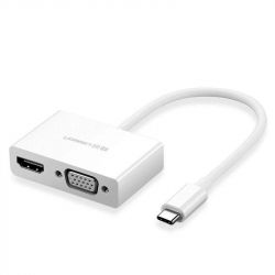  Ugreen MM123 USB Type-C - HDMI+VGA, White (30843)