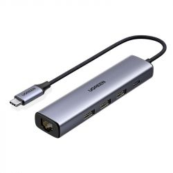  USB Type-C Ugreen CM475 3xUSB 3.0 + RJ45 1000M Ethernet, Gray (20932)