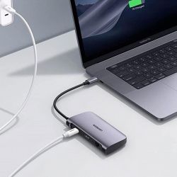  USB Type-C Ugreen CM212 2xUSB 3.0 + HDMI + RJ45 1000M Ethernet + Cardreader, Gray (50852) -  7