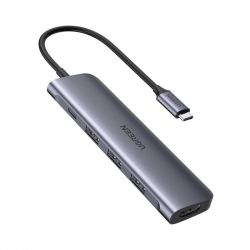  USB Type-C Ugreen CM136 3xUSB 3.0 + HDMI, Gray (50209) -  1