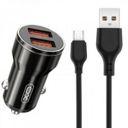    XO CC48 Smart Metal (2USB, 2.4A) Black (XO-CC48m-BK) +  microUSB -  2
