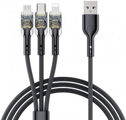  Proda PD-B94th USB - Lightning/microUSB/USB-C 3A, 1.2, Black (PD-B94th-BK)