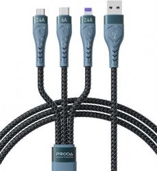 Proda PD-B74th USB - Lightning/microUSB/USB-C 6, 1.3, Black (PD-B74th-BK)